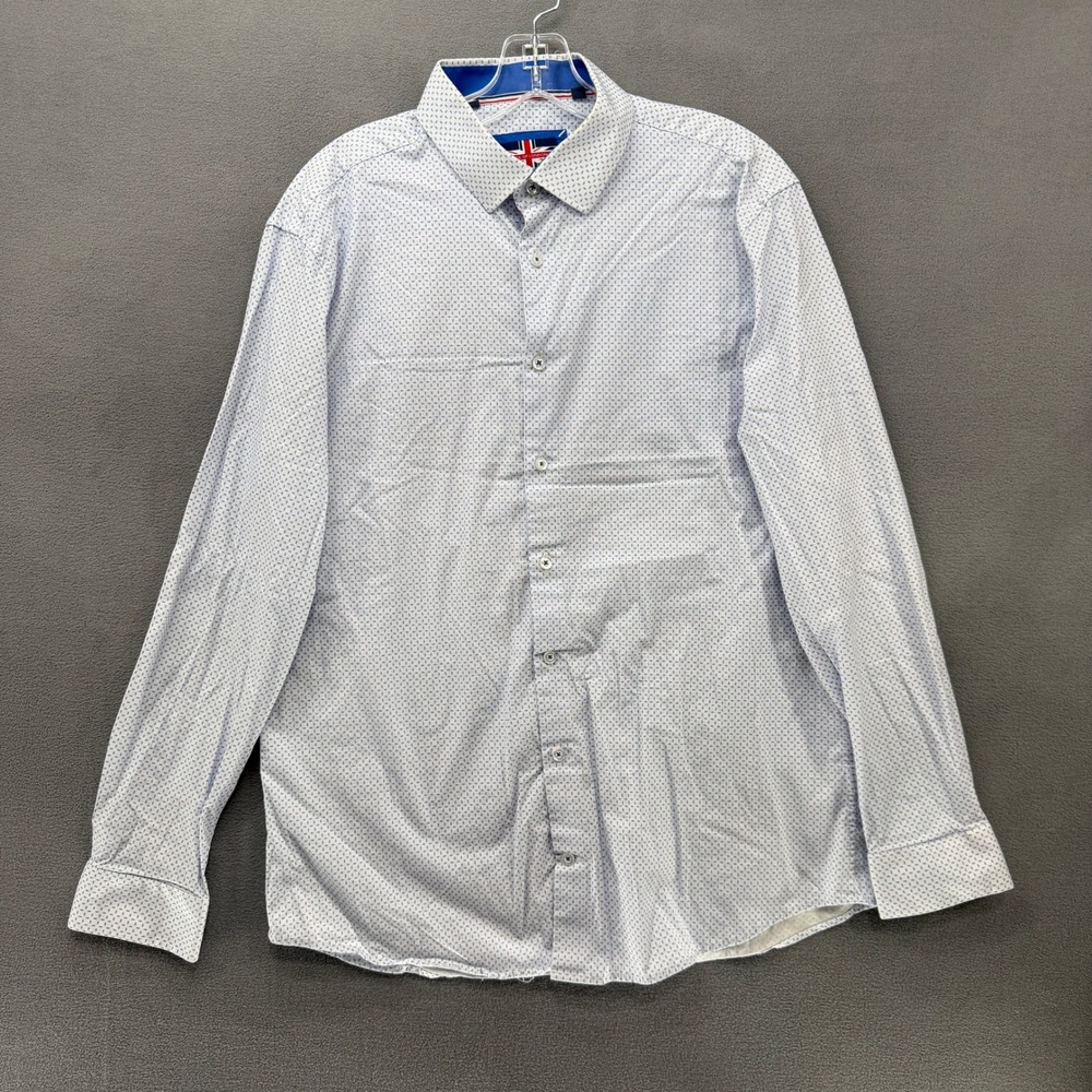 Soul of London Button Down Shirt‎ Mens XL 17.5 Blue Geometric Micro Print